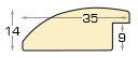 Moulding fingerjointed pine, width 35mm, heigth 14 - Bronze - Profile