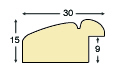 Moulding fingerjointed pine 30mm - light blue with gold edge - Profile