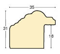 Moulding ayous, width 35mm, height 31 - Gold, embossed red plaits - Profile