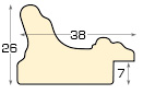 Moulding finger-jointed pine, width 38mm, height 26 - Gold - Profile