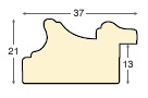 Moulding ayous, 37mm, aged finish - cream with golden fillet - Profile