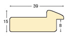 Moulding finger-jointed pine, width 39mm, height 15 - Green, gold edge - Profile