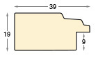 Moulding ayous, width 39mm, height 19 - Cream with grey edge - Profile