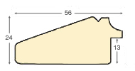 Moulding ayous, width 56mm, height 24mm, bare timber - Profile