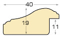 Moulding finger-jointed pine, width 40mm, height 19 - Green - Profile