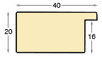 Moulding ayous, width 40mm, height 20mm, bare timber - Profile