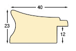 Moulding finger-jointed fir, width 40mm, height 23 - White-grey, shabby - Profile