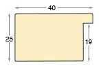 Moulding ayous, width 40mm, height 25mm, bare timber - Profile