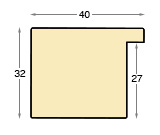 Moulding ayous, width 40mm height 32 - wormhole effect walnut - Profile