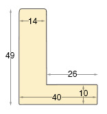 Moulding L shaped Jelutong, width 40mm, height 49 - Black - Profile