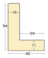 Moulding ayous L shaped Width 38mm Height 54 White, open grain - Profile