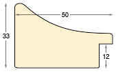 Moulding ayous, width 50mm, height 33mm, bare timber - Profile