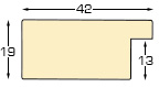 Moulding pine - width 42mm height 19 - rustic, blue - Profile