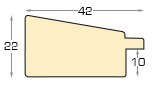 Moulding fingerjointed pine, width 42mm, height 22 - Cherry, gold edge - Profile