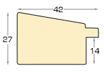 Moulding fingerjointed pine, width 42mm, height 27 - Gold finish - Profile