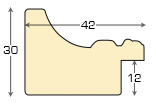 Moulding finger-jointed pine, width 42mm height 30 - gold - Profile