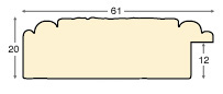 Moulding fir, 61mm, 20height, rustic finish - stone - Profile