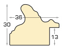 Moulding finger-jointed fir, width 36mm, height 30 - White, distressed - Profile