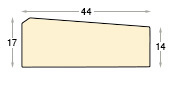 Moulding fir, width 44mm, height 17mm, bare timber - Profile