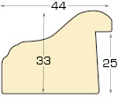 Moulding PVC - Width 44mm - Height 33mm - Gold with white band - Profile