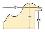 Moulding fingerjointed fir, width 48mm height 32, embossed bare timber - Profile