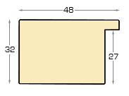 Moulding ayous, width 48mm height 32 - glossy silver - Profile