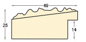Moulding finger-jointed pine, width 49 mm, embossed bare timber - Profile