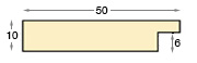 Moulding ayous, width 50mm, height 10mm, bare timber - Profile