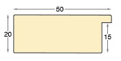 Moulding ayous, width 50mm, height 20mm, bare timber - Profile