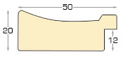 Moulding finger-jointed pine, width 50mm, height 20 - Blue, gold - Profile