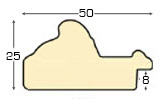 Moulding ayous, width 50mm, height 27 - Gold with purple band - Profile