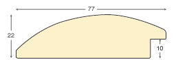 Moulding ayous, width 77mm, height 22mm, bare timber - Profile