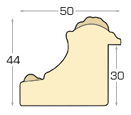 Moulding finger-jointed fir, width 50mm, height 44 - Brown, decoration - Profile