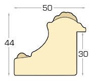 Moulding fingerjointed fir, width 50mm, height 44 - Embossed Gold - Profile