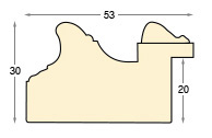 Moulding fingerjointed fir, width 53 mm, height 30, embossed bare timber - Profile