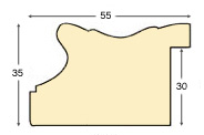 Moulding ayous, width 55mm, height 35 - Silver - Profile