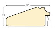 Moulding ayous, width 56mm, height 24mm - bare timber - Profile