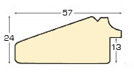 Moulding finger-jointed pine, width 57mm, height 24 - Grey, gold edge - Profile