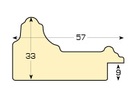 Moulding finger-jointed pine, width 57mm, height 33 - Cream - Profile