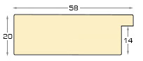 Moulding ayous, width 58mm height 20 - matt white - Profile