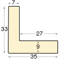 Moulding ayous L shape, width 34mm - Black - Profile