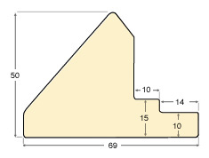 Moulding ayous L shape, width 69mm - Mahogany - Profile