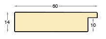 Moulding ayous, width 60mm, height 24mm, bare timber - Profile