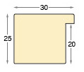Moulding ayous, width 30mm, height 25mm, bare timber - Profile