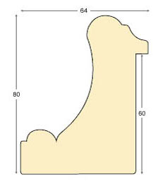 Moulding ayous, width 64mm, height 80 - Distressed silver - Profile