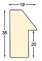 Mowlding ayous width 35 height 19, bare timber - Profile