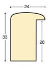 Moulding ayous, width 24mm, height 33mm, bare timber - Profile