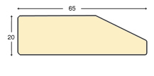 Moulding ayous, width 65mm, height 20mm, bare timber - Profile