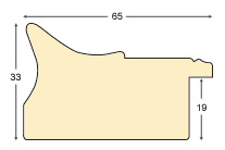 Moulding fingerjointed fir, width 65mm, height 33 - White-Gold - Profile