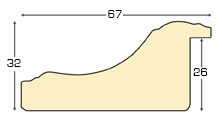 Moulding finger-jointed pine, width 67mm, height 32 - White-gray - Profile
